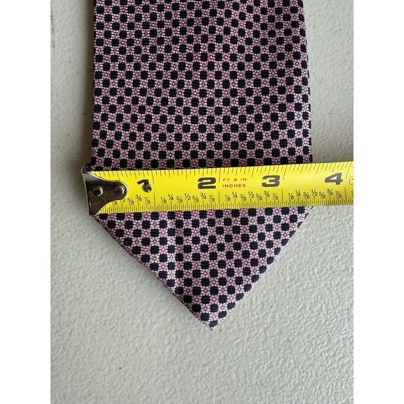 Vintage Burberrys of London Silk Tie Pink Navy Geometric Check - Picture 8 of 8